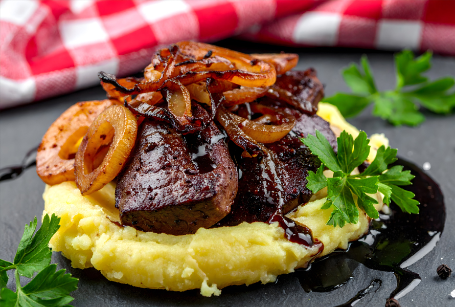 Saure Leberplätzli nach Hausrezept Gebratene Leber mit Essig verfeinert – ein klassisches Gericht mit hohem Folatgehalt und ideal bei erhöhtem Bedarf in der Schwangerschaft.